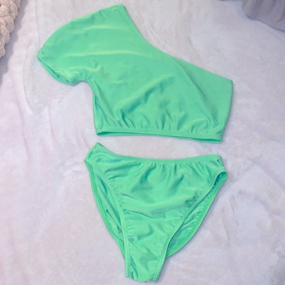 New One Shoulder Cap Sleeve High Leg Bikini